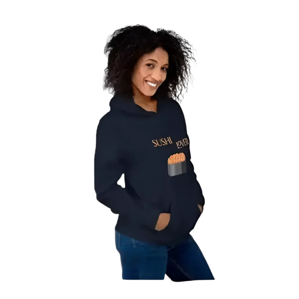 Grauer Sushi Lover Hoodie für Herren und Damen, Unisex Kapuzenpullover in S bis 5XL mit Sushi-Grafik, von BUYATHOME24