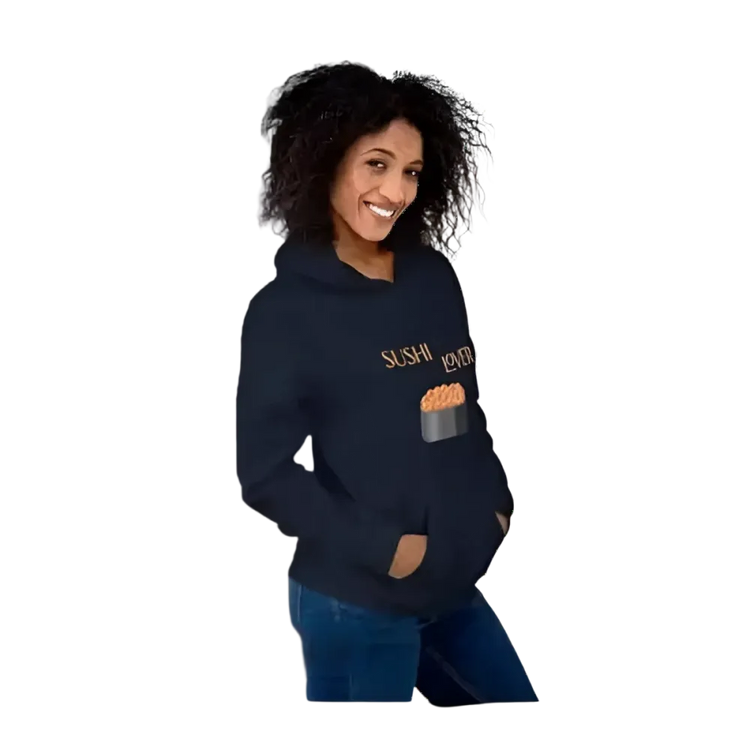 Grauer Sushi Lover Hoodie für Herren und Damen, Unisex Kapuzenpullover in S bis 5XL mit Sushi-Grafik, von BUYATHOME24