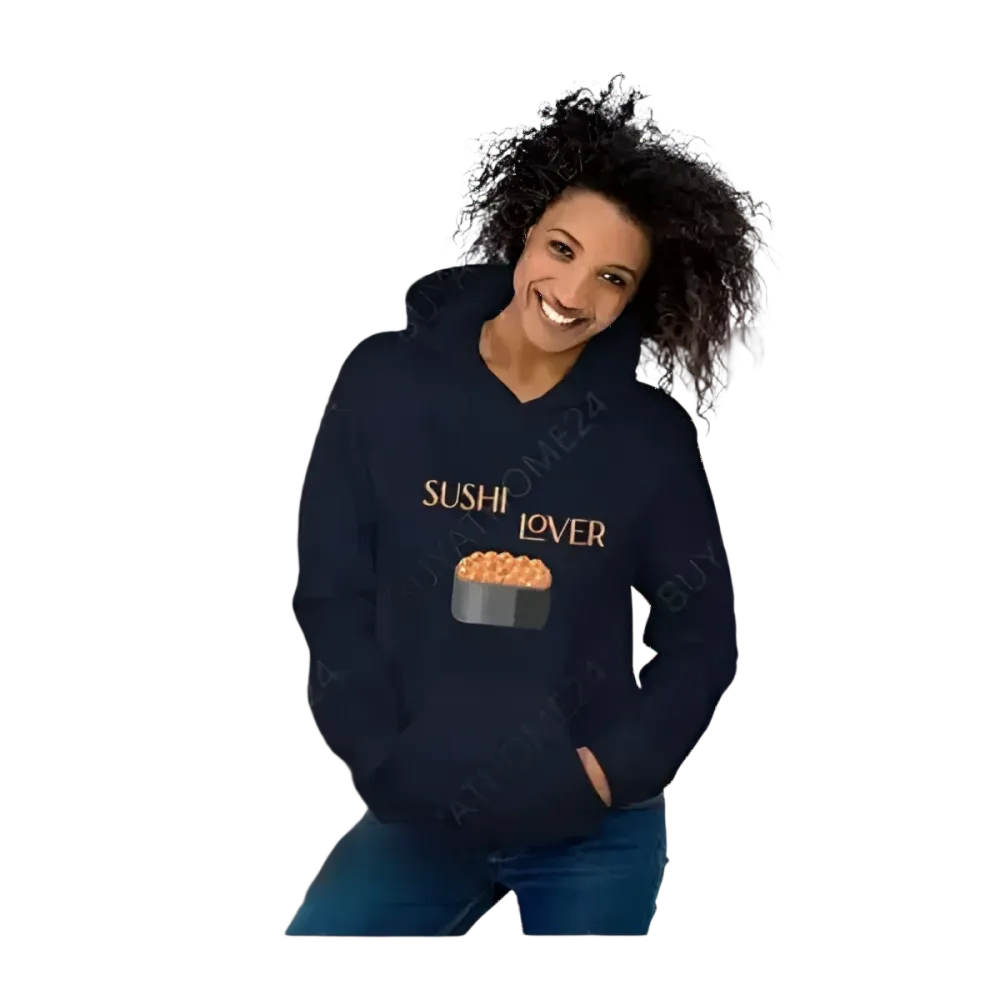 Grafik Unisex Hoodie mit Sushi-Motiv, BUYATHOME24, für Herren und Damen, in S bis 5XL, bequemer Kapuzenpullover