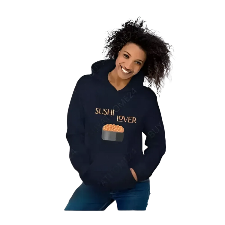 Grafik Unisex Hoodie mit Sushi-Motiv, BUYATHOME24, für Herren und Damen, in S bis 5XL, bequemer Kapuzenpullover