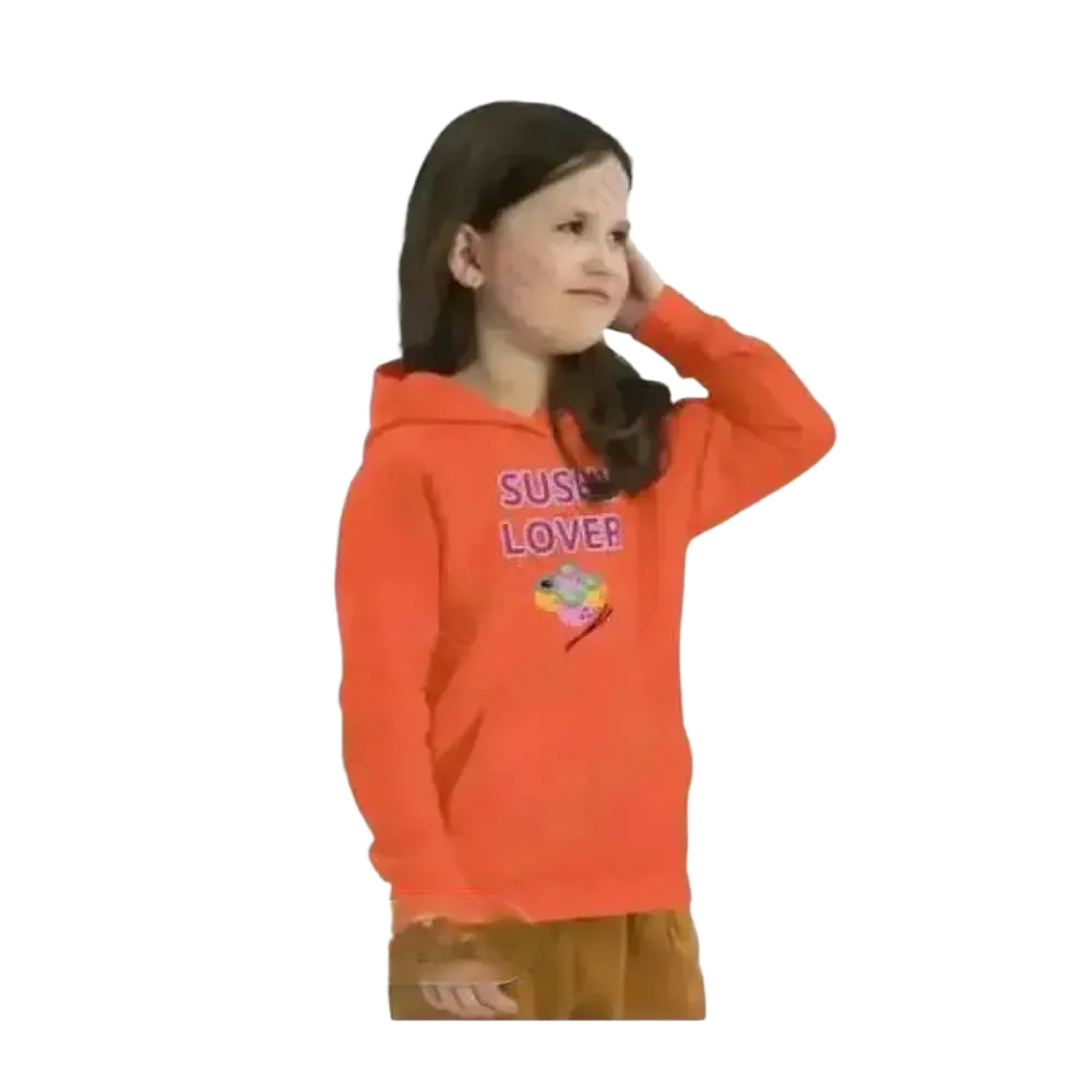 Kinder Hoodie mit Sushi Motiv, Baumwoll-Grafik Unisex Kapuzenpullover für Kinder 4-12 Jahre, bedruckbar