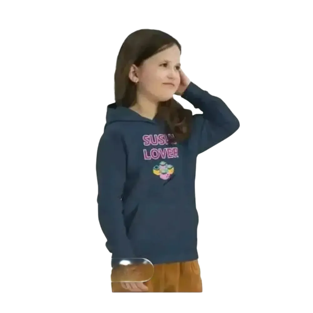 Kinder Hoodie aus Baumwolle mit Sushi Motiv, Unisex Kapuzenpullover für Kinder 4-12 Jahre, bedruckbar