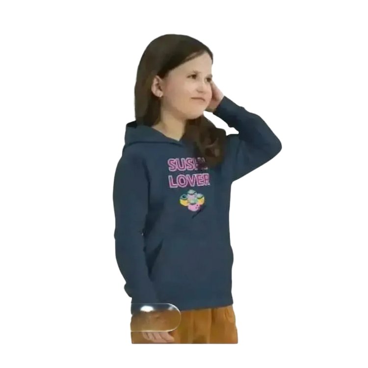 Kinder Hoodie aus Baumwolle mit Sushi Motiv, Unisex Kapuzenpullover für Kinder 4-12 Jahre, bedruckbar