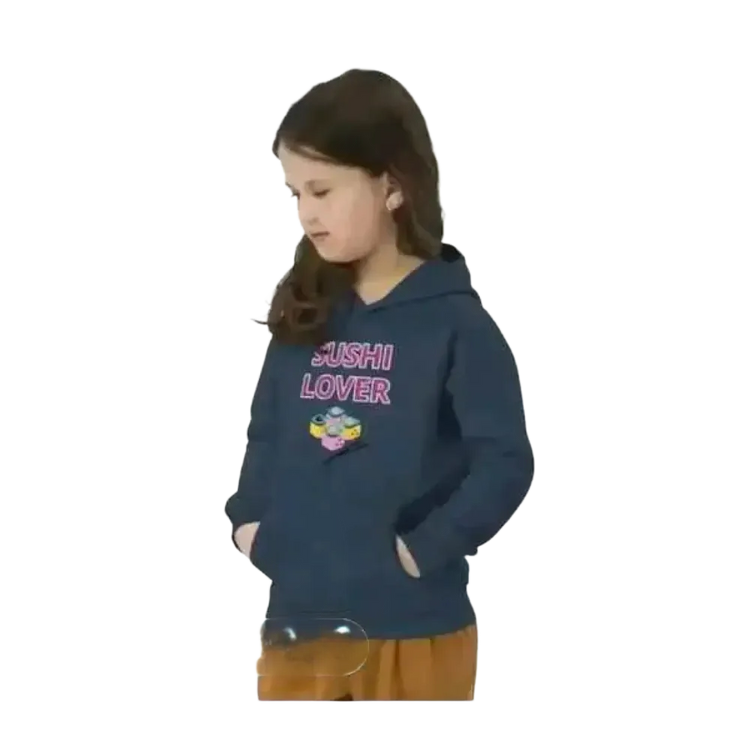 Kinder Hoodie mit Sushi Motiv, Baumwolle, unisex, für Mädchen und Jungen 4-12 Jahre, bedruckbar, bequemer Grafik Pullover