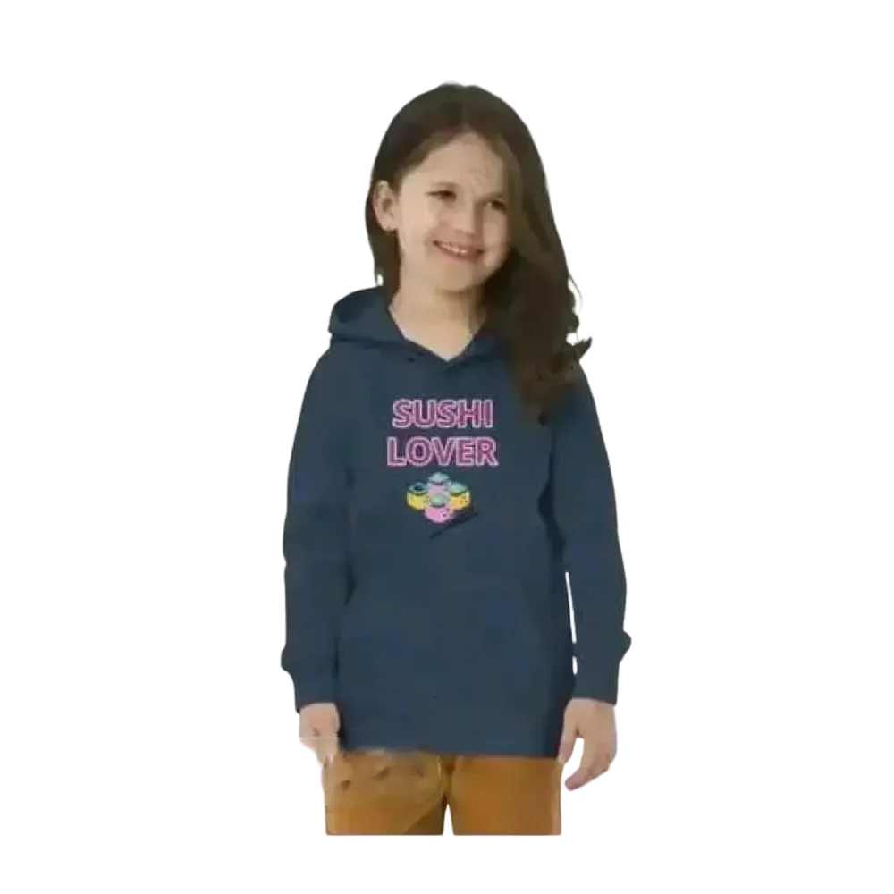 Kinder Hoodie mit Sushi Motiv, unisex Baumwollpullover für Kinder 4-12 Jahre, French Navy, bedruckbar