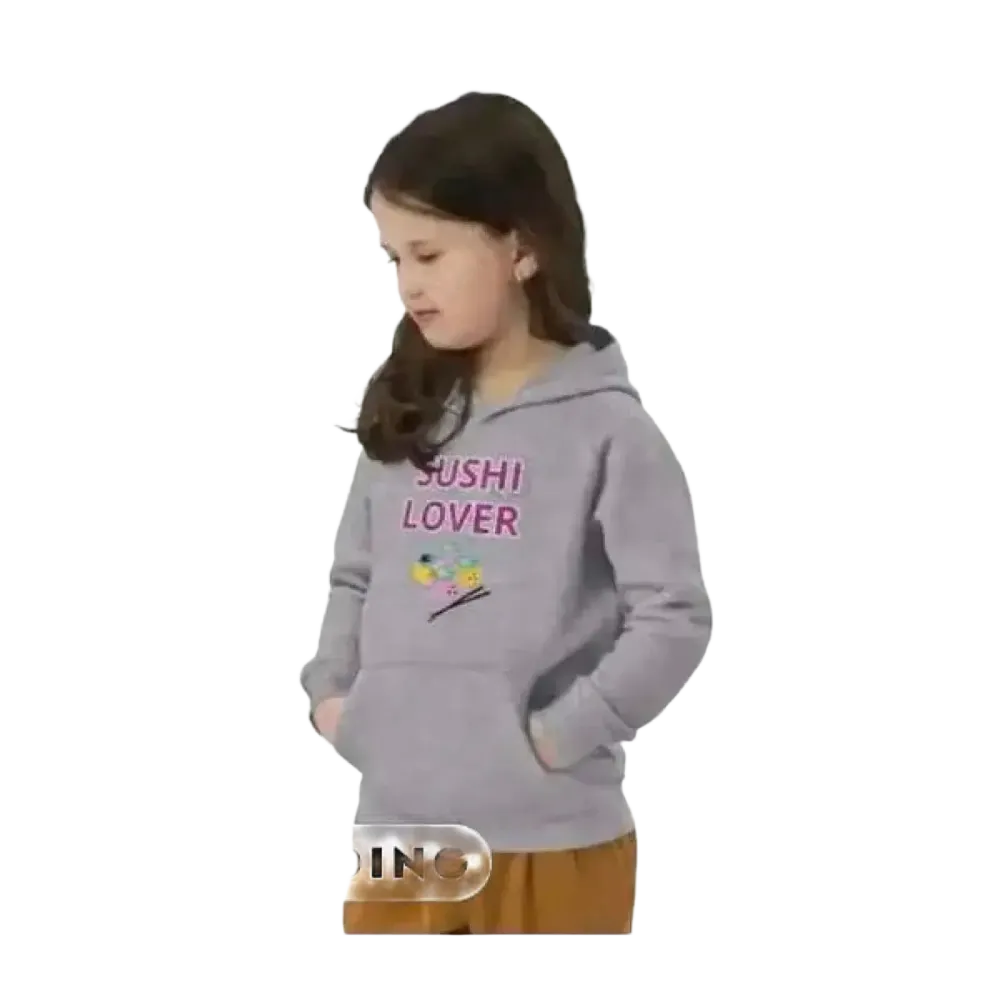 Kinder Hoodie mit Sushi Motiv, unisex Kapuzenpullover aus Baumwolle für Kinder 4-12 Jahre, bedruckbar, bequem und vielseitig.