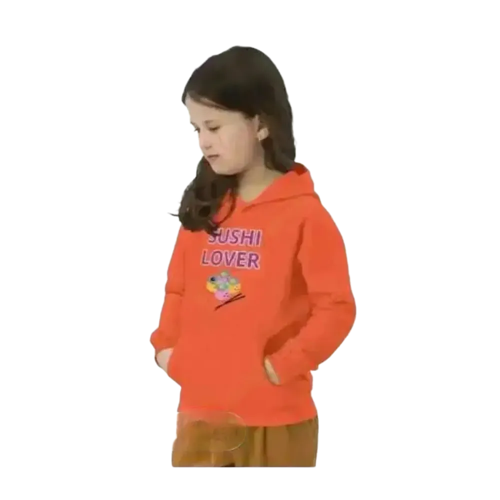 Kinder Hoodie aus Baumwolle mit Sushi Motiv, unisex Kapuzenpullover für Kinder 4-12 Jahre, mit bedruckbarem Design