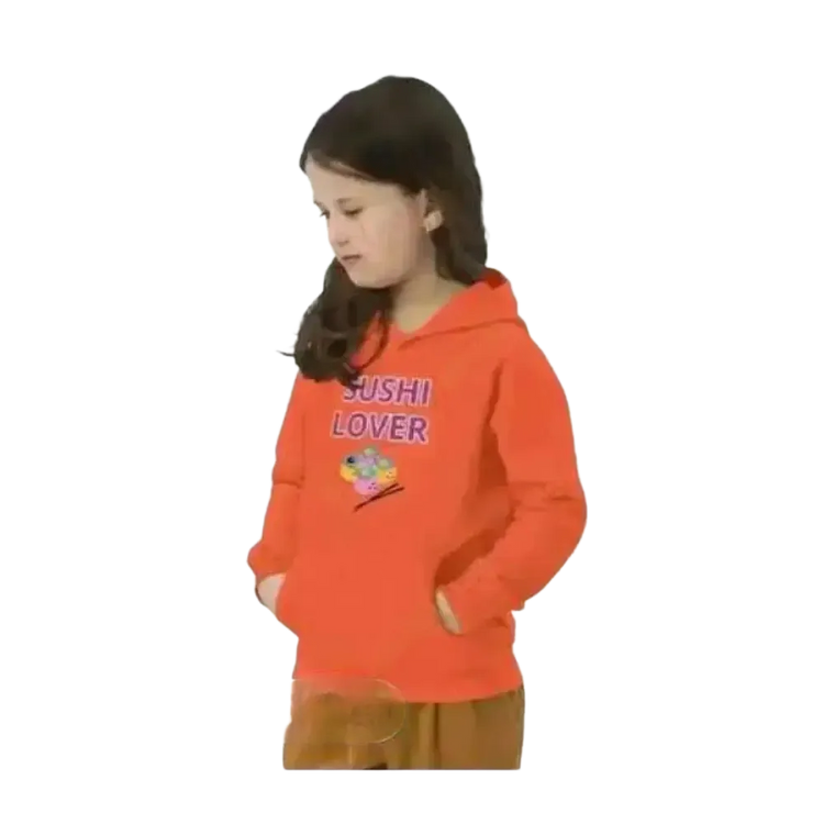 Kinder Hoodie aus Baumwolle mit Sushi Motiv, unisex Kapuzenpullover für Kinder 4-12 Jahre, mit bedruckbarem Design