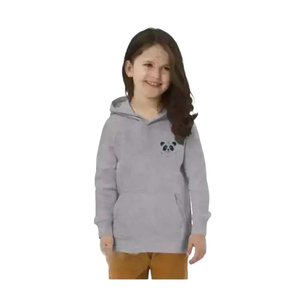 Grauer unisex Kinder Hoodie mit Teddy-Druck, Baumwolle, für Jungen und Mädchen, 4-12 Jahre, mit Kapuze und grafischem Design.