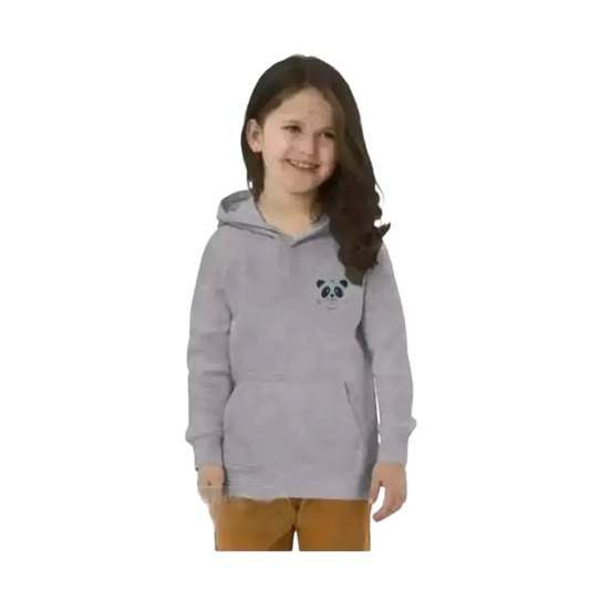 Grauer unisex Kinder Hoodie mit Teddy-Druck, Baumwolle, für Jungen und Mädchen, 4-12 Jahre, mit Kapuze und grafischem Design.