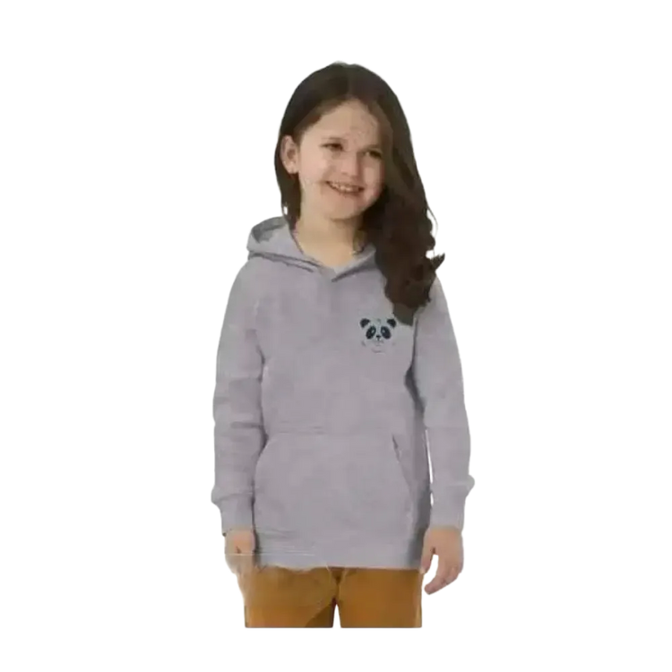 Grauer unisex Kinder Hoodie mit Teddy-Druck, Baumwolle, für Jungen und Mädchen, 4-12 Jahre, mit Kapuze und grafischem Design.