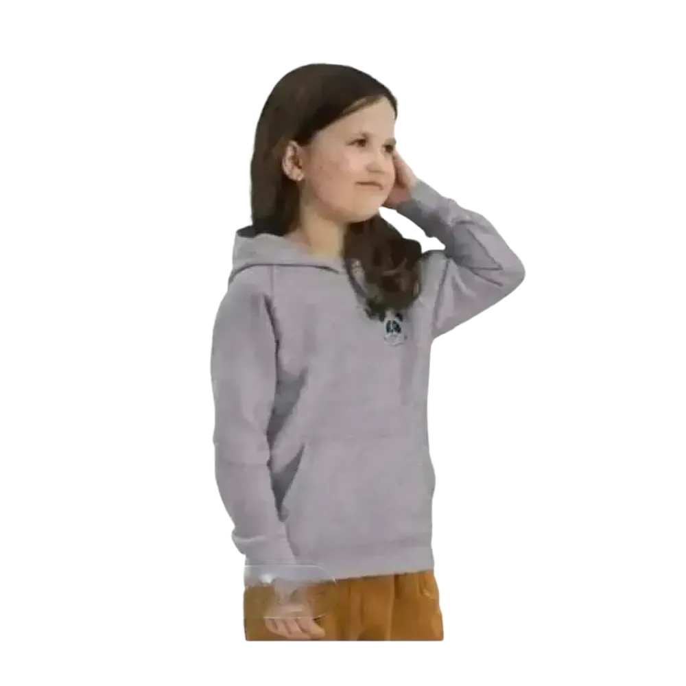 Grauer Teddy Druck Kapuzenpullover für Kinder, unisex Hoodie aus Baumwolle, für Jungen und Mädchen im Alter von 4 bis 12 Jahren.