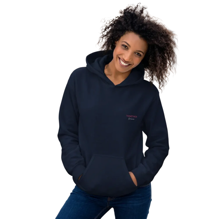 Stick Unisex Hoodie "Together Forever" aus Baumwolle, bestickt, in S-5XL, mit auffälligem Design, bequem und modisch.