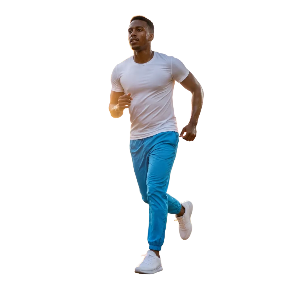 Helleblaue Unisex Trainingshose mit wasserabweisendem, atmungsaktivem Material in XS-3XL, ideal für Sport und Freizeit.