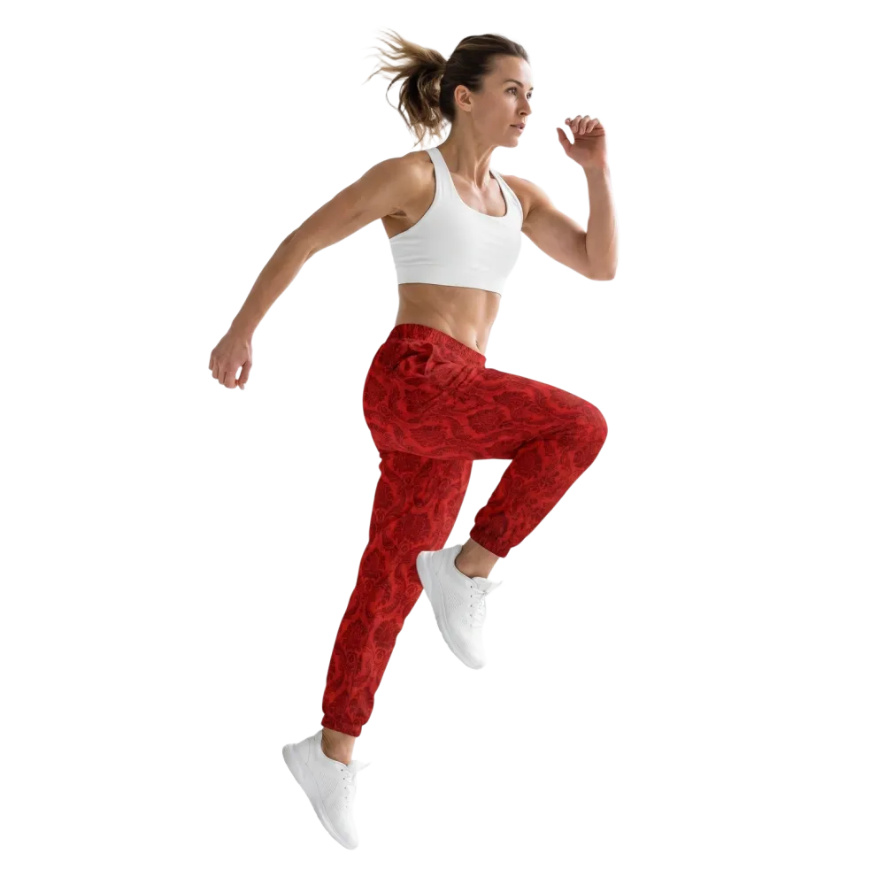 Atmungsaktive, bedruckbare Unisex Trainingshose in Rot, sportlich, bequem, für XS bis 3XL, von BUYATHOME24