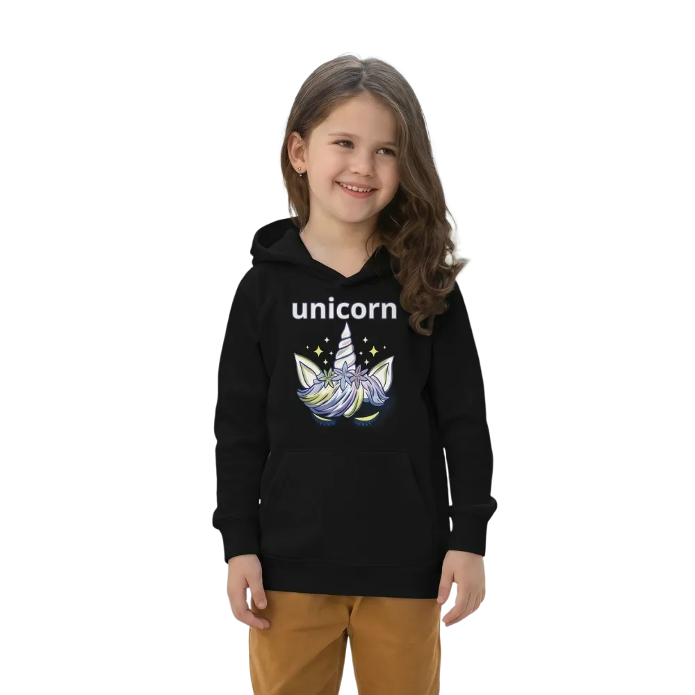 Grauer Mädchen-Hoodie mit Einhorn-Print, Kapuzenpullover für 4-12 Jahre, weich und bequem, von BUYATHOME24