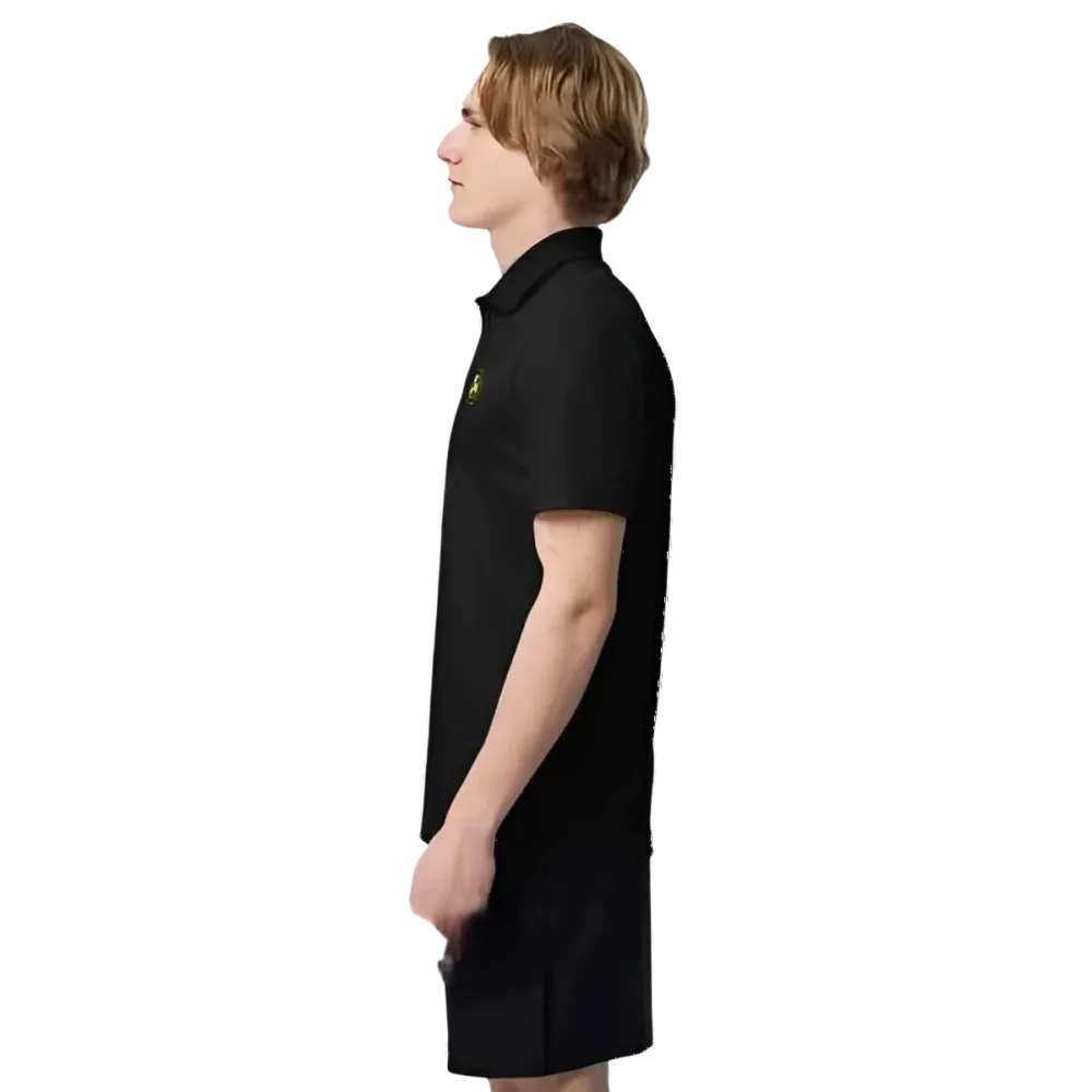 Unisex Adidas Polyester Poloshirt in enger Passform, erhältlich in S bis 2XL, zeigt eleganten Look und grafisches Design.