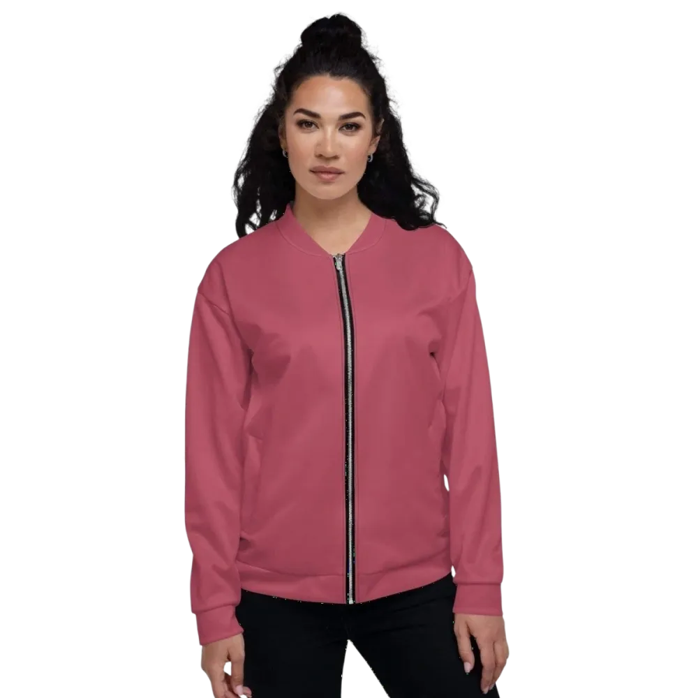 Unisex Bomberjacke aus Polyester in XS-3XL, pflegeleicht und bequem, modeliert von BUYATHOME24, blick auf die Damenversion