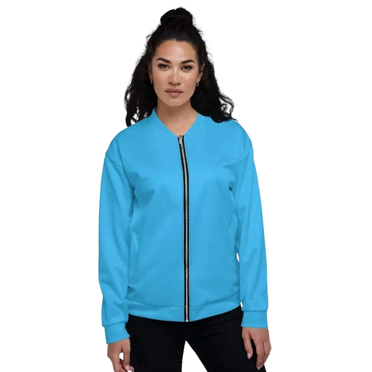 Unisex Bomberjacke aus Polyester in XS-3XL, Damenmodell, schwarze Blousonjacke von BUYATHOME24, mit Reißverschluss und Stehkragen