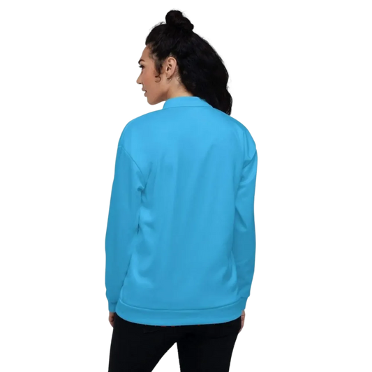 Unisex Bomberjacke aus Polyester in XS-3XL von BUYATHOME24, Damen-Modell in Schwarz mit Reißverschluss und elastischen Bündchen.