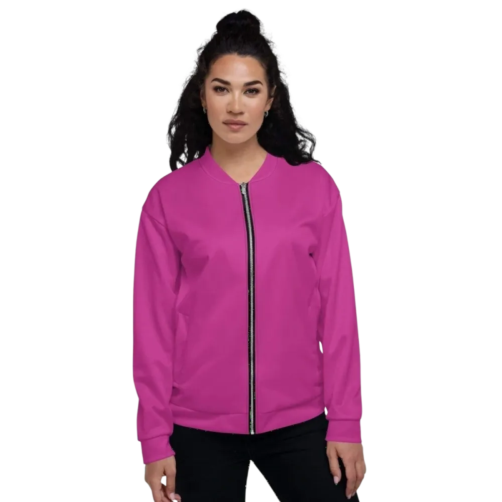 Unisex Polyester-Bomberjacke von BUYATHOME24, Damen-Model, in XS bis 3XL, stilvolle Blousonjacke mit Reißverschluss und elastischem Saum