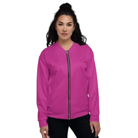 Unisex Polyester-Bomberjacke von BUYATHOME24, Damen-Model, in XS bis 3XL, stilvolle Blousonjacke mit Reißverschluss und elastischem Saum
