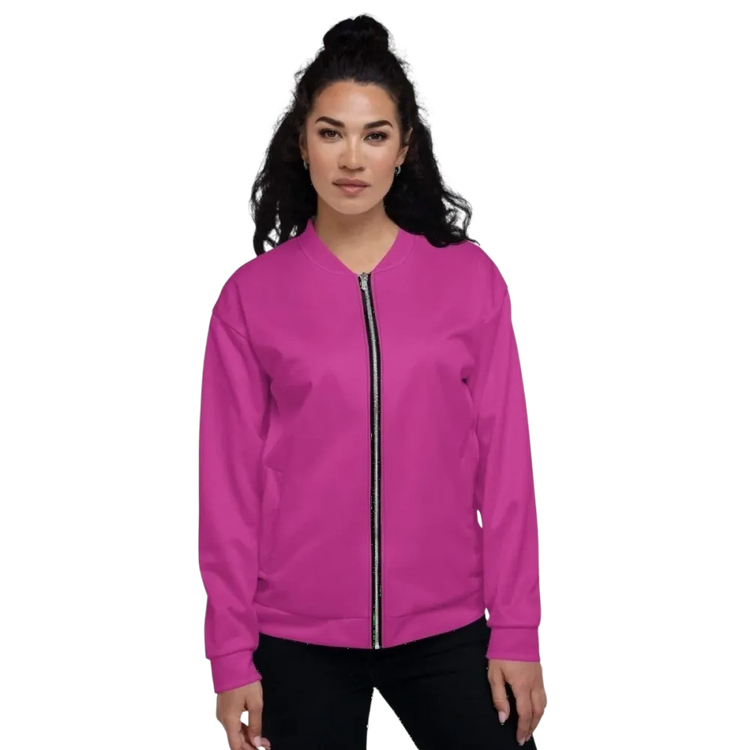 Unisex Polyester-Bomberjacke von BUYATHOME24, Damen-Model, in XS bis 3XL, stilvolle Blousonjacke mit Reißverschluss und elastischem Saum