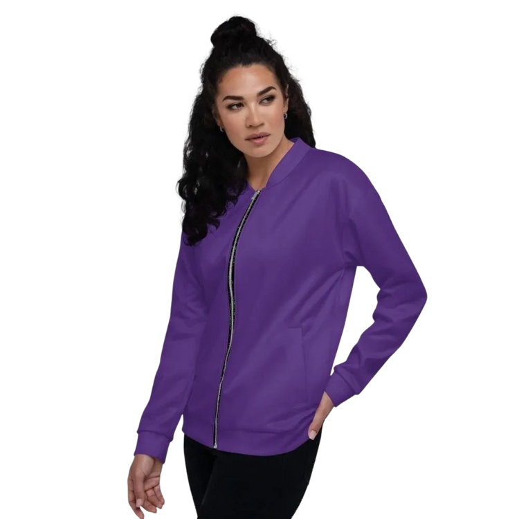 Damen-Bomberjacke aus Polyester in XS-3XL von BUYATHOME24, stilvoller Blouson in schwarzer Farbe, frontale Ansicht.