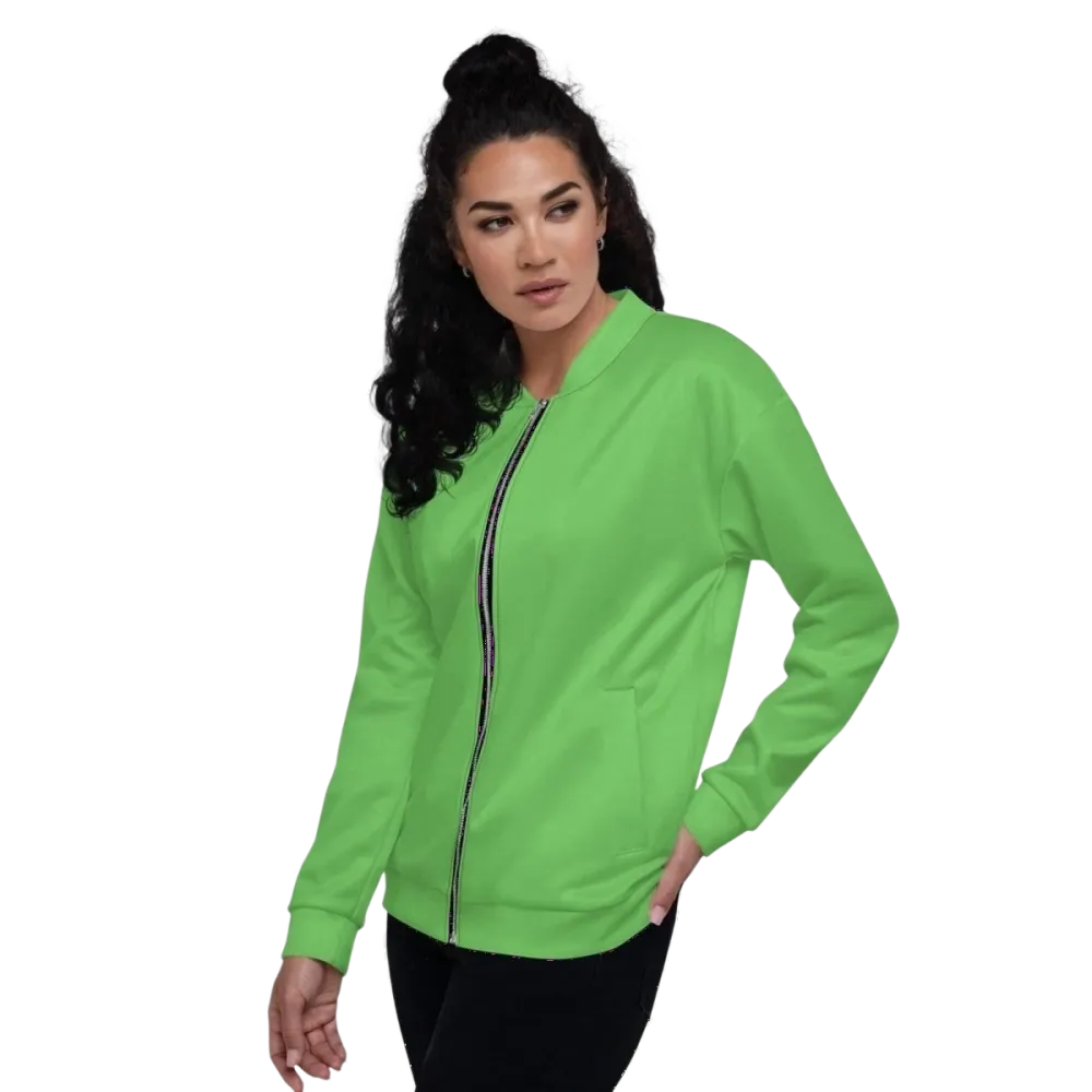 Unisex Bomberjacke aus Polyester mit YKK-Reißverschluss, Damen-Style, in XS bis 3XL, von BUYATHOME24, visuell detailliert.