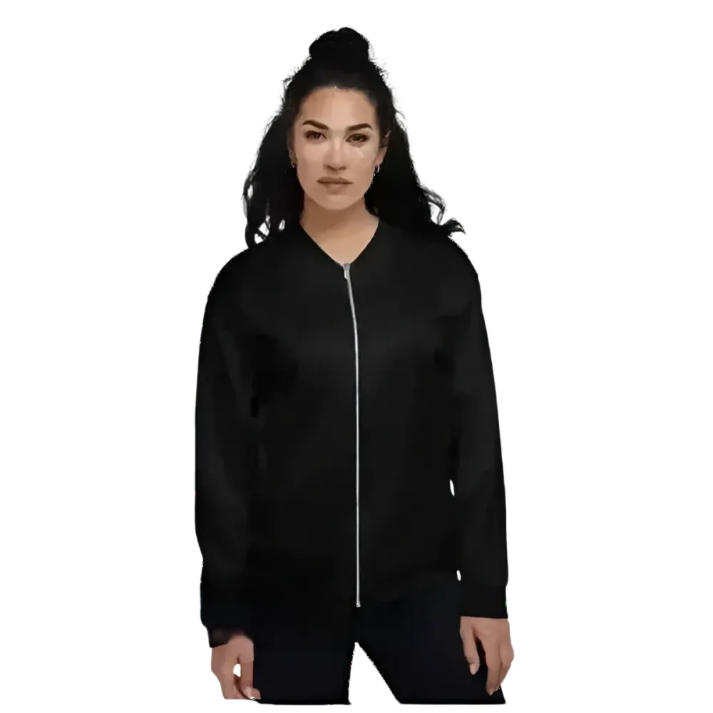 Schnelltrocknende Unisex Bomberjacke von BUYATHOME24 in XS bis 3XL, sportlicher Blouson im klassischen Design, frontales Detail sichtbar