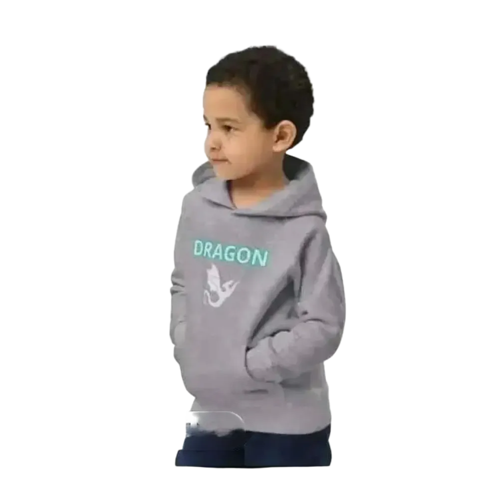 Unisex Kinder Hoodie mit Drachen-Grafik, Baumwolle, Kapuzenpullover für Jungen und Mädchen, 4-12 Jahre, BUYATHOME24