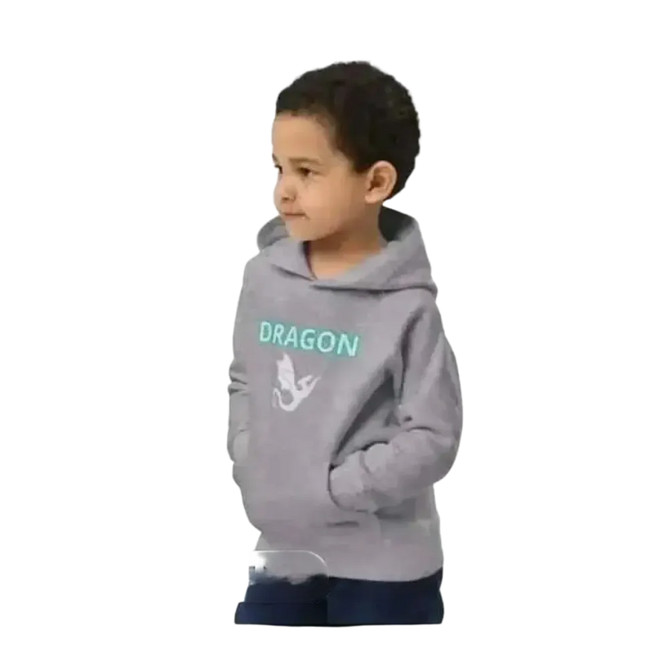 Unisex Kinder Hoodie mit Drachen-Grafik, Baumwolle, Kapuzenpullover für Jungen und Mädchen, 4-12 Jahre, BUYATHOME24