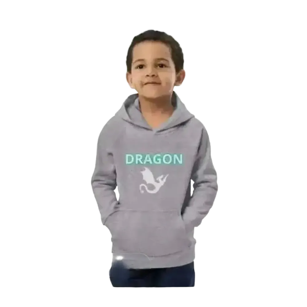 Unisex Kinder Hoodie mit Drachen-Grafik, Baumwolle, Kapuzenpullover für Jungen und Mädchen, 4-12 Jahre, bequem und weich