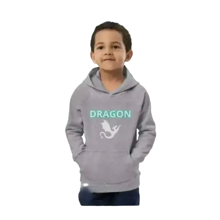Unisex Kinder Hoodie mit Drachen-Grafik, Baumwolle, Kapuzenpullover für Jungen und Mädchen, 4-12 Jahre, bequem und weich