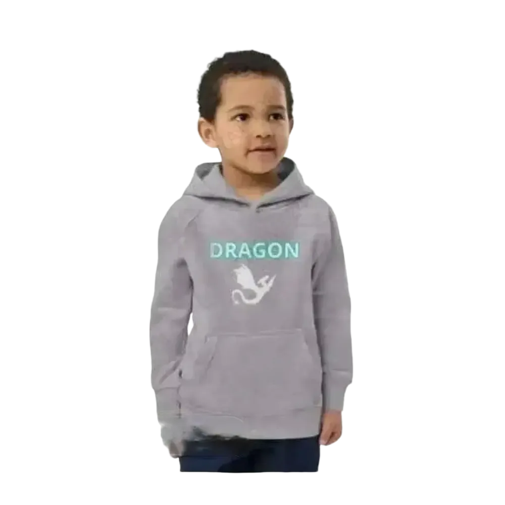 Grauer unisex Kinder Hoodie mit Drachengrafik, Baumwolle, Kapuzenpullover für Kinder im Alter von 4 bis 12 Jahren
