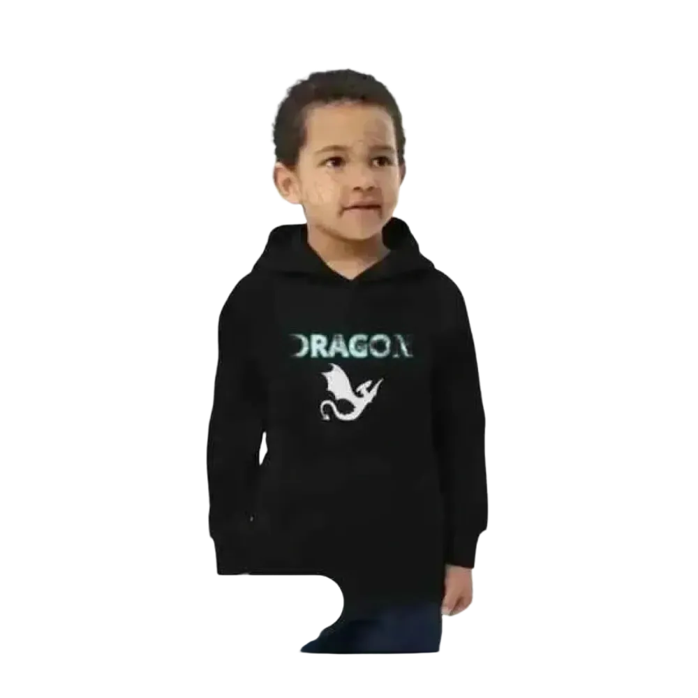 Unisex Kinder Hoodie mit Drachen-Grafik, schwarz, Baumwolle, für Jungen und Mädchen im Alter 4-12 Jahre, bequem und warm