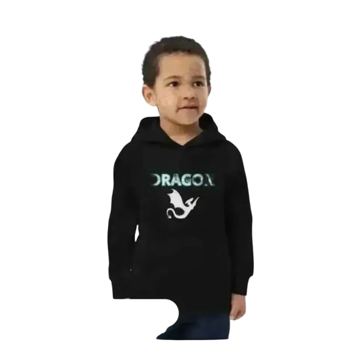 Unisex Kinder Hoodie mit Drachen-Grafik, schwarz, Baumwolle, für Jungen und Mädchen im Alter 4-12 Jahre, bequem und warm