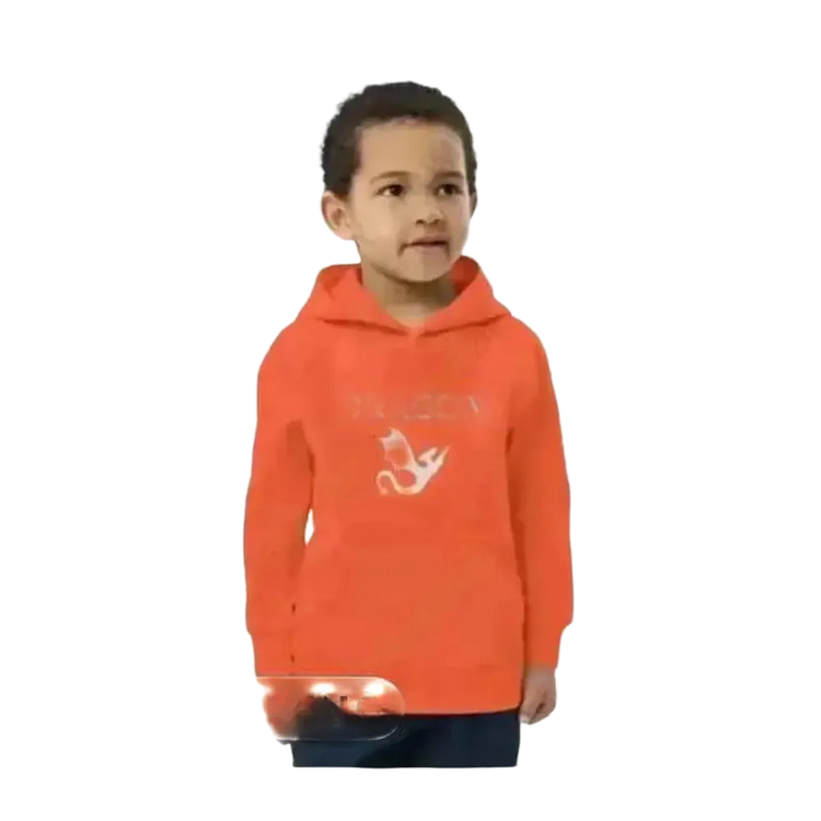 Unisex Kinder Hoodie mit Drachen-Grafik in gebrannter Orange, Baumwolle, Kapuzenpullover für 4-12 Jahre, von BUYATHOME24