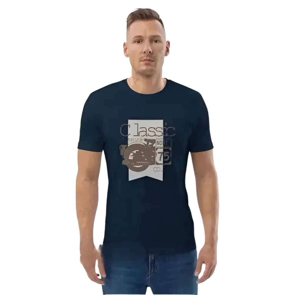 Grafik Unisex T-Shirt aus 100% Baumwolle in French Navy, Herren, Größen S bis 5XL, mit auffälligem Druck.