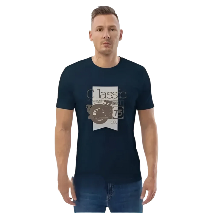 Grafik Unisex T-Shirt aus 100% Baumwolle in French Navy, Herren, Größen S bis 5XL, mit auffälligem Druck.