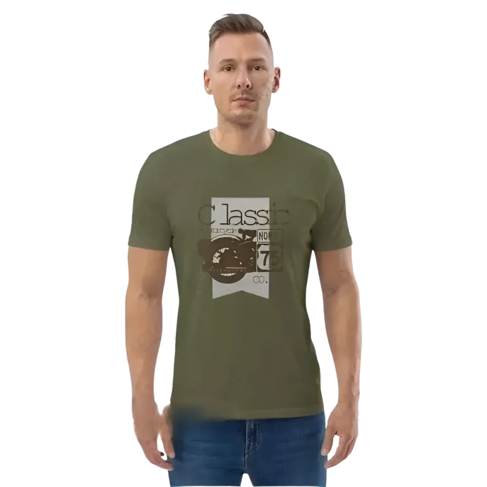 Unisex Grafik T-Shirt von BUYATHOME24, khaki, aus 100% Baumwolle, in den Größen S bis 5XL, mit Druckdesign.