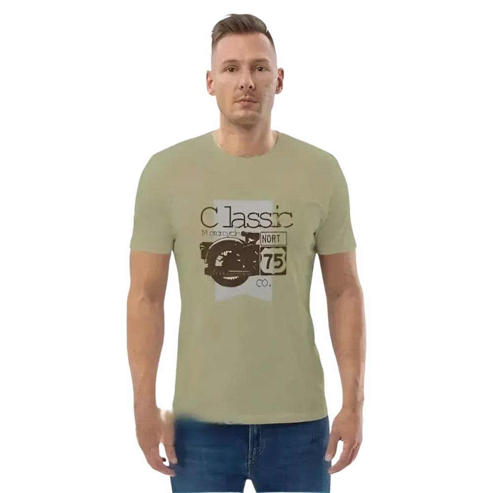 Grafik Unisex T-Shirt aus 100% Baumwolle in Sage, Größe S bis 5XL, mit auffälligem Druck, von BUYATHOME24.