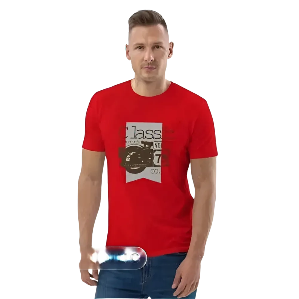 Unisex Grafik T-Shirt aus 100% Baumwolle in den Größen S bis 5XL, mit Druck, von BUYATHOME24, auf einem Mann getragen.