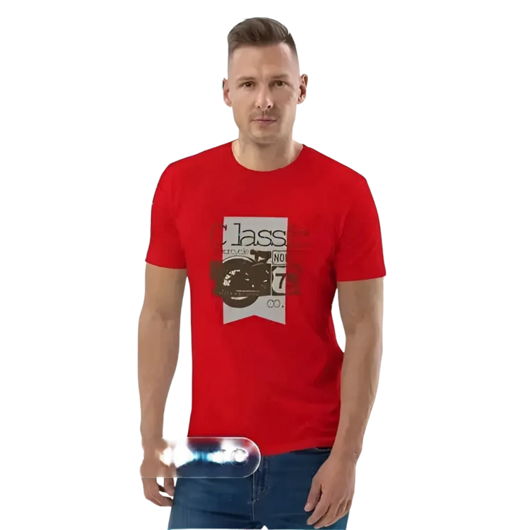 Unisex Grafik T-Shirt aus 100% Baumwolle in den Größen S bis 5XL, mit Druck, von BUYATHOME24, auf einem Mann getragen.