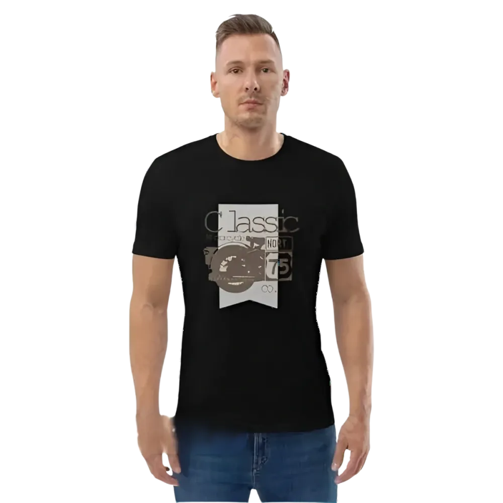 Unisex Grafik T-Shirt von BUYATHOME24 in Schwarz, aus 100% Baumwolle, in den Größen S bis 5XL, mit Druck auf der Vorderseite.