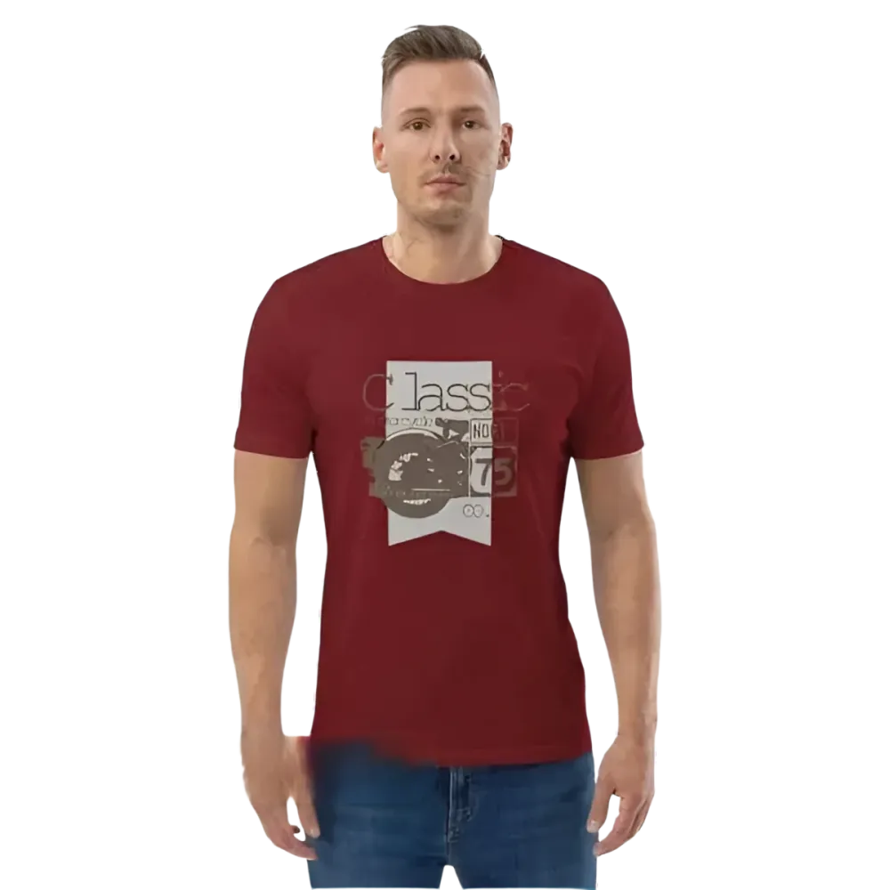 Unisex Grafik T-Shirt aus 100% Baumwolle in Burgund, erhältlich in den Größen S bis 5XL, mit Druckdesign von BUYATHOME24.