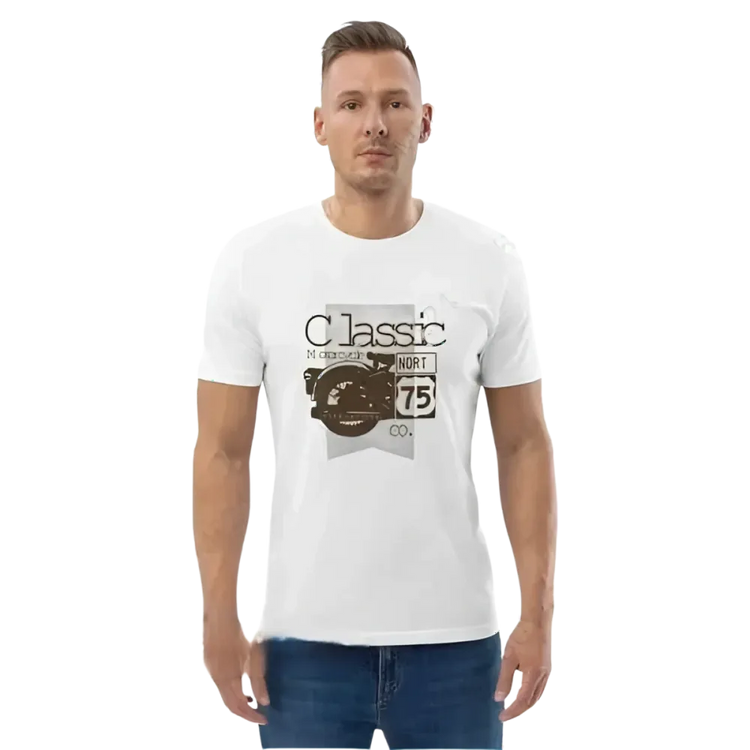 Unisex Grafik T-Shirt von BUYATHOME24, weißes Baumwoll-T-Shirt in den Größen S bis 5XL mit Druck.
