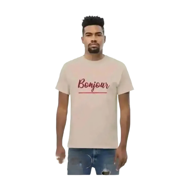 Unisex Grafik T-Shirt aus 100 % Baumwolle in Sand, Rundhals, für Herren, erhältlich in S bis 5XL, mit modernem Druck.