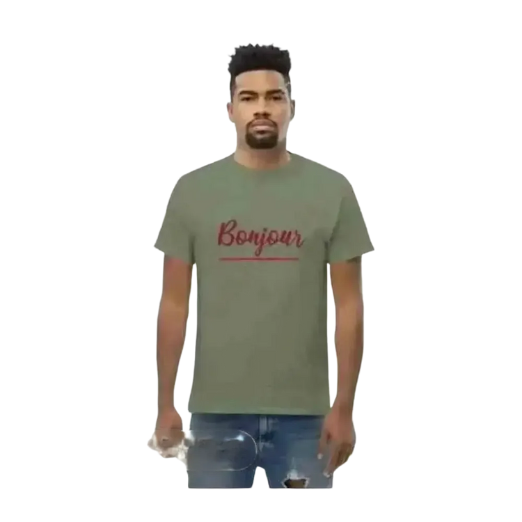 Unisex Grafik T-Shirt aus 100% Baumwolle in Militärgrün, Rundhals, für Damen und Herren, Größen S bis 5XL.