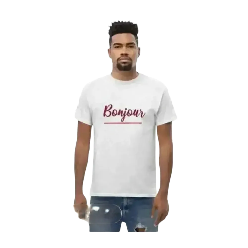 Unisex Grafik T-Shirt aus 100% Baumwolle in S bis 5XL, Herrenmodell mit Rundhals, in Aschefarben, von BUYATHOME24